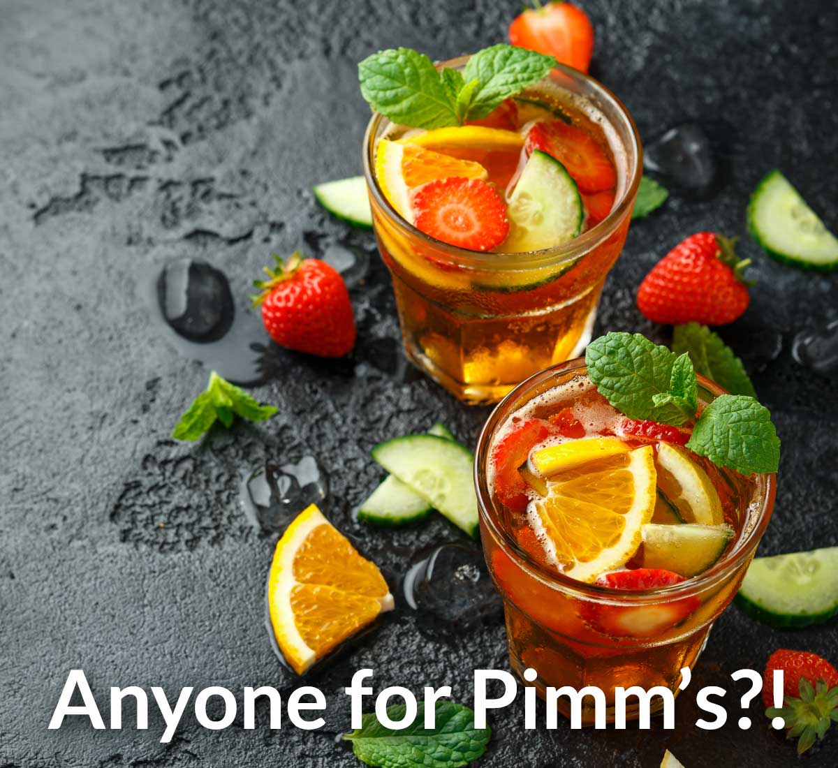 Anyone for Pimm’s - two delicious glasses of Pimm's with all the trimmings