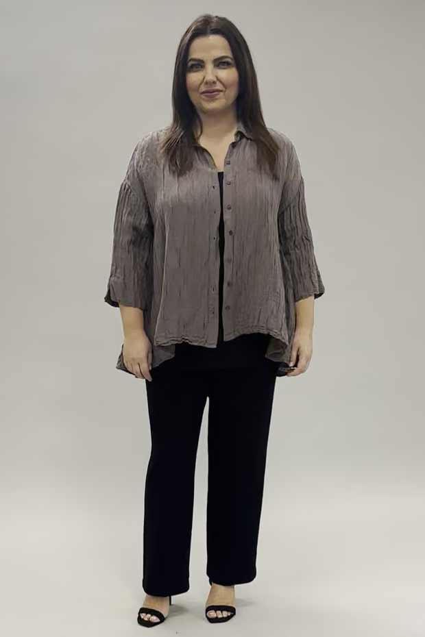 Grizas crinkle shirt - truffle