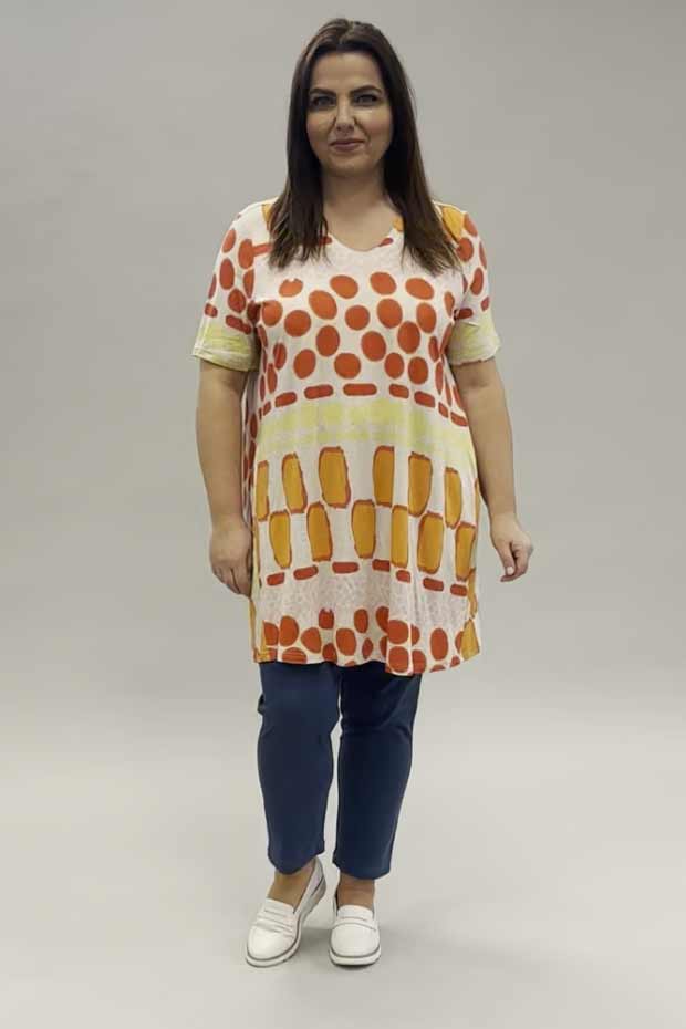 Noen patterned long t-shirt - orange multi
