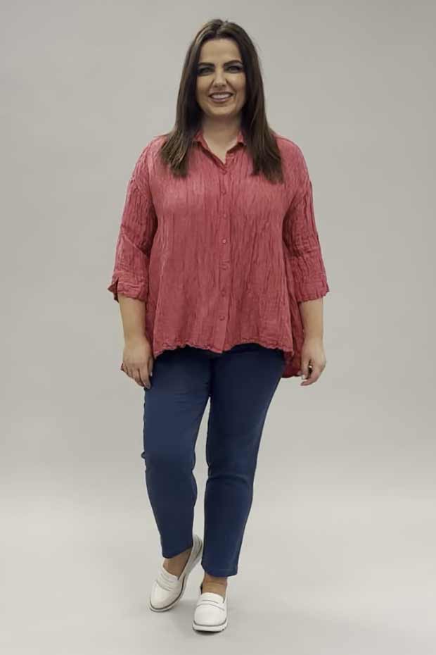 Grizas crinkle shirt - raspberry