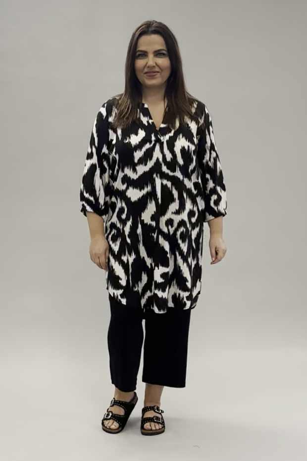 Via Appia long tunic/dress - black/off white