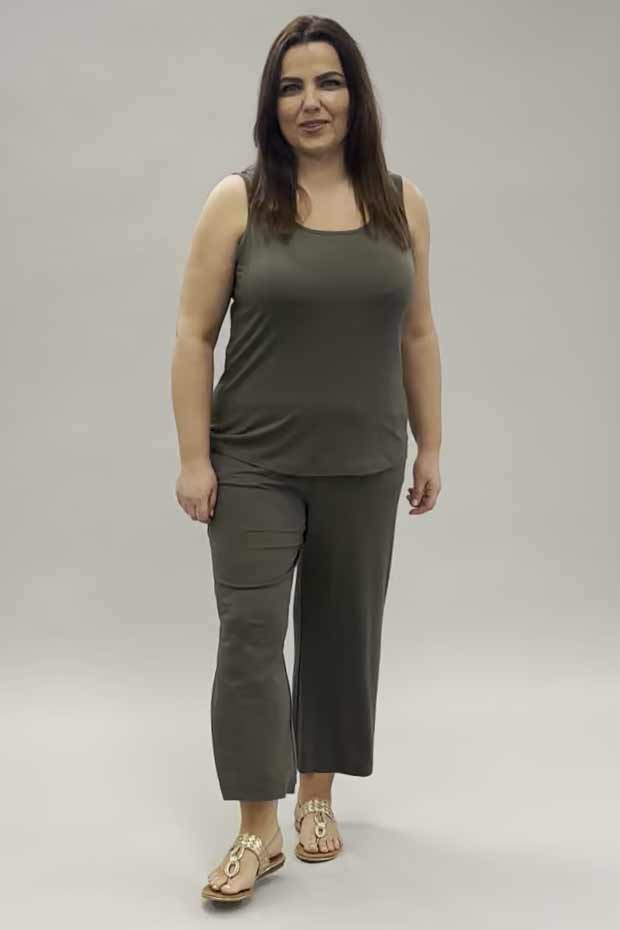 Via Appia wide leg crops - khaki