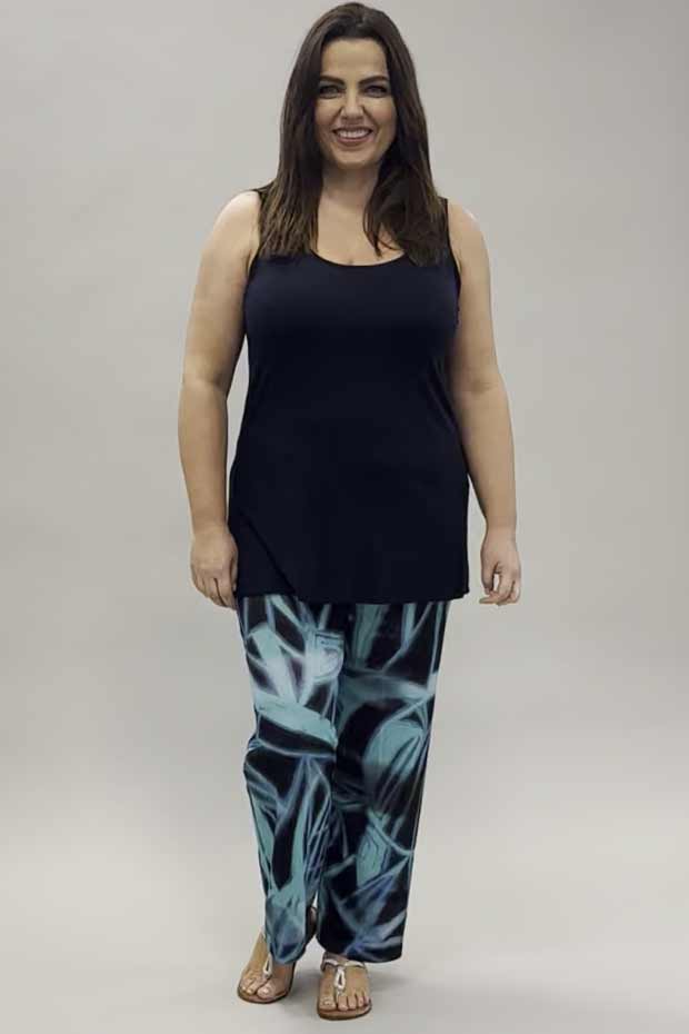 Doris Streich patterned palazzo trousers - aqua/navy