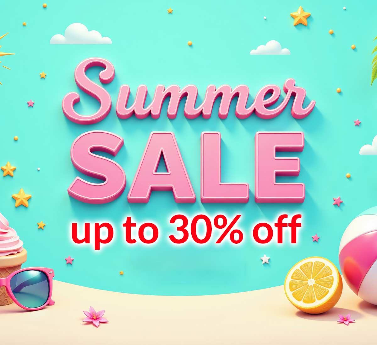 Beach scene Summer Sale up to 30% off!