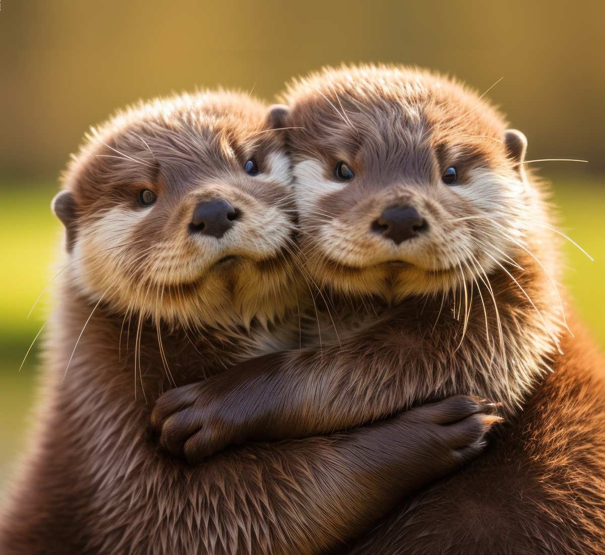Two otters hugging - very cute!