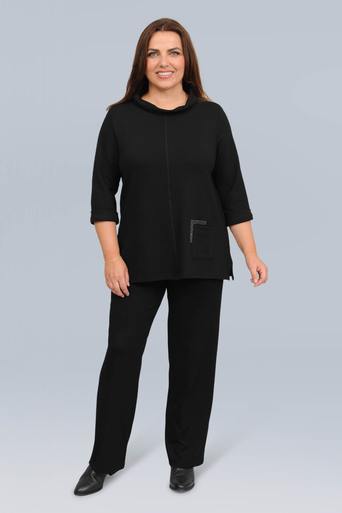 Doris Streich ribbed 'bling' top - black