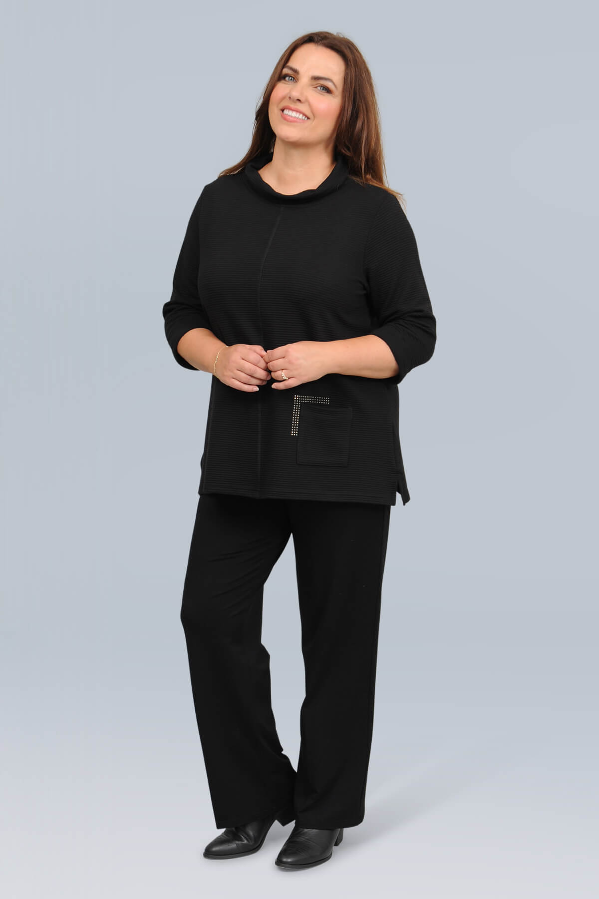 Doris Streich ribbed 'bling' top - black