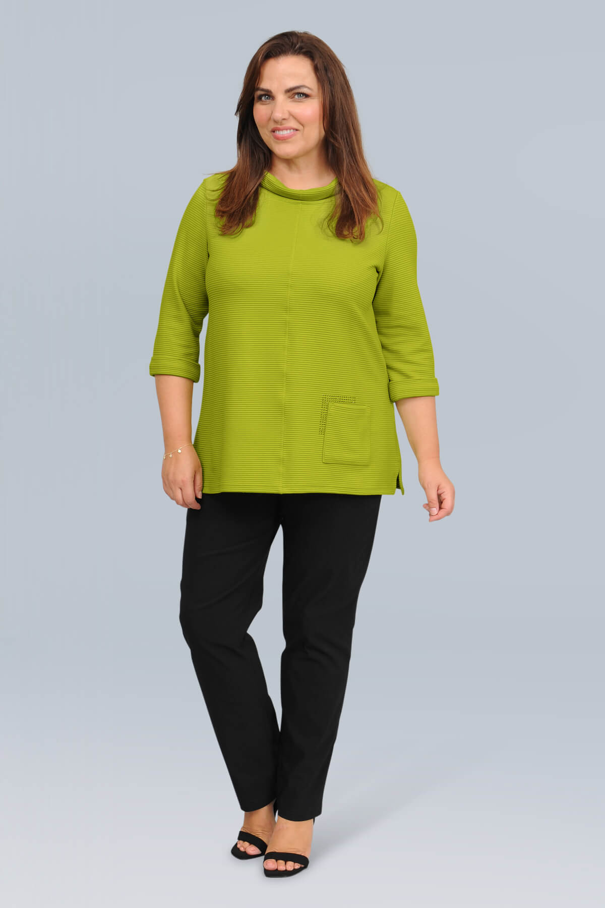 Doris Streich ribbed 'bling' top - Lime
