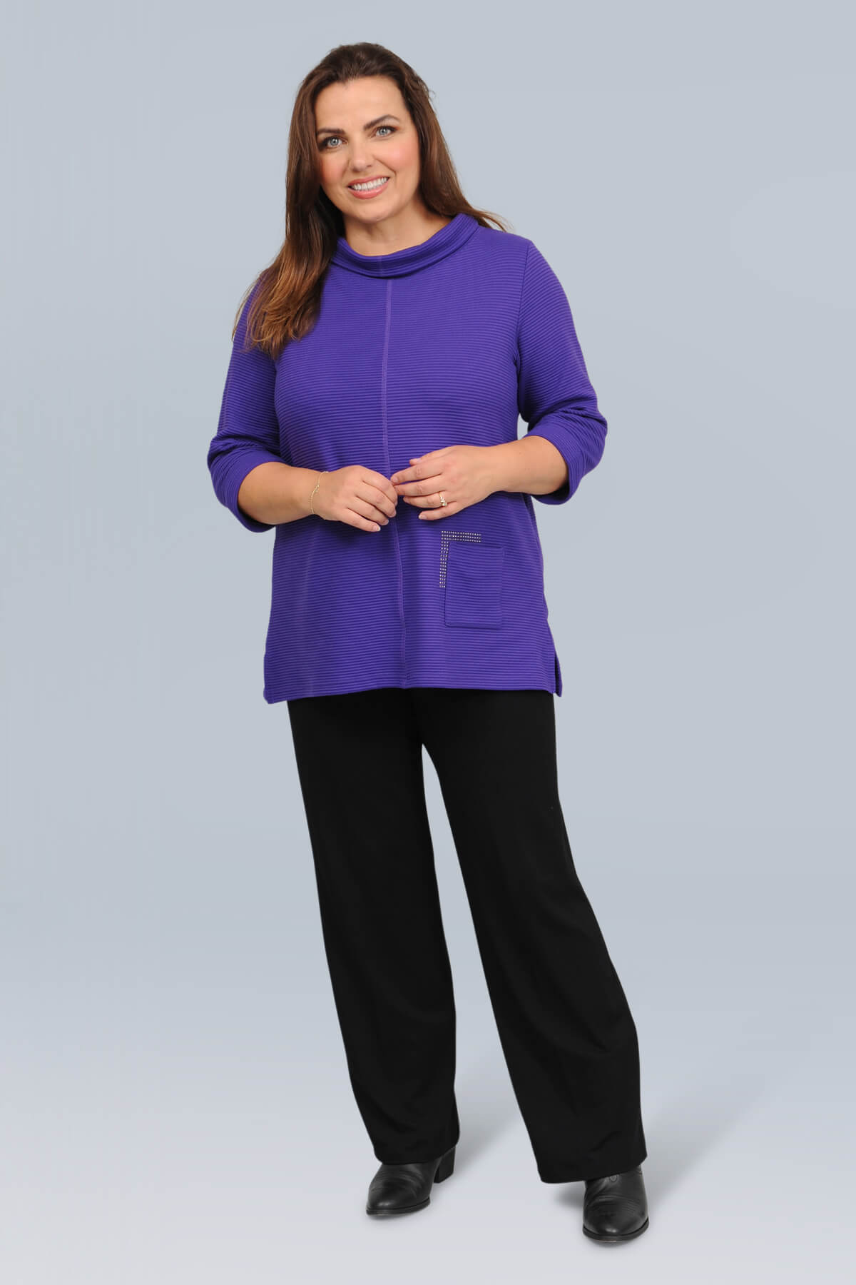 Doris Streich ribbed 'bling' top - black