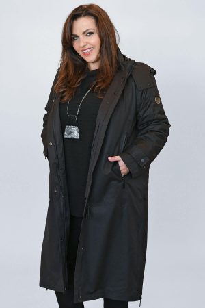 This model is wearing a waterproof Winter coat from Frandsen at Bakou