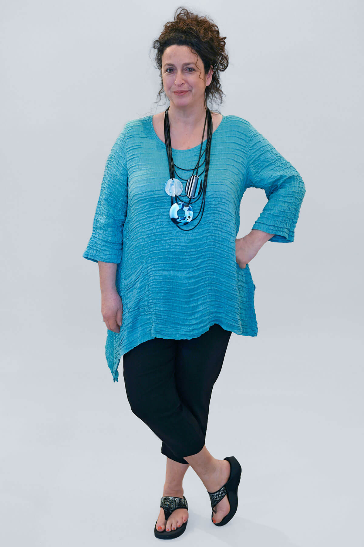 Grizas asym short tunic aqua
