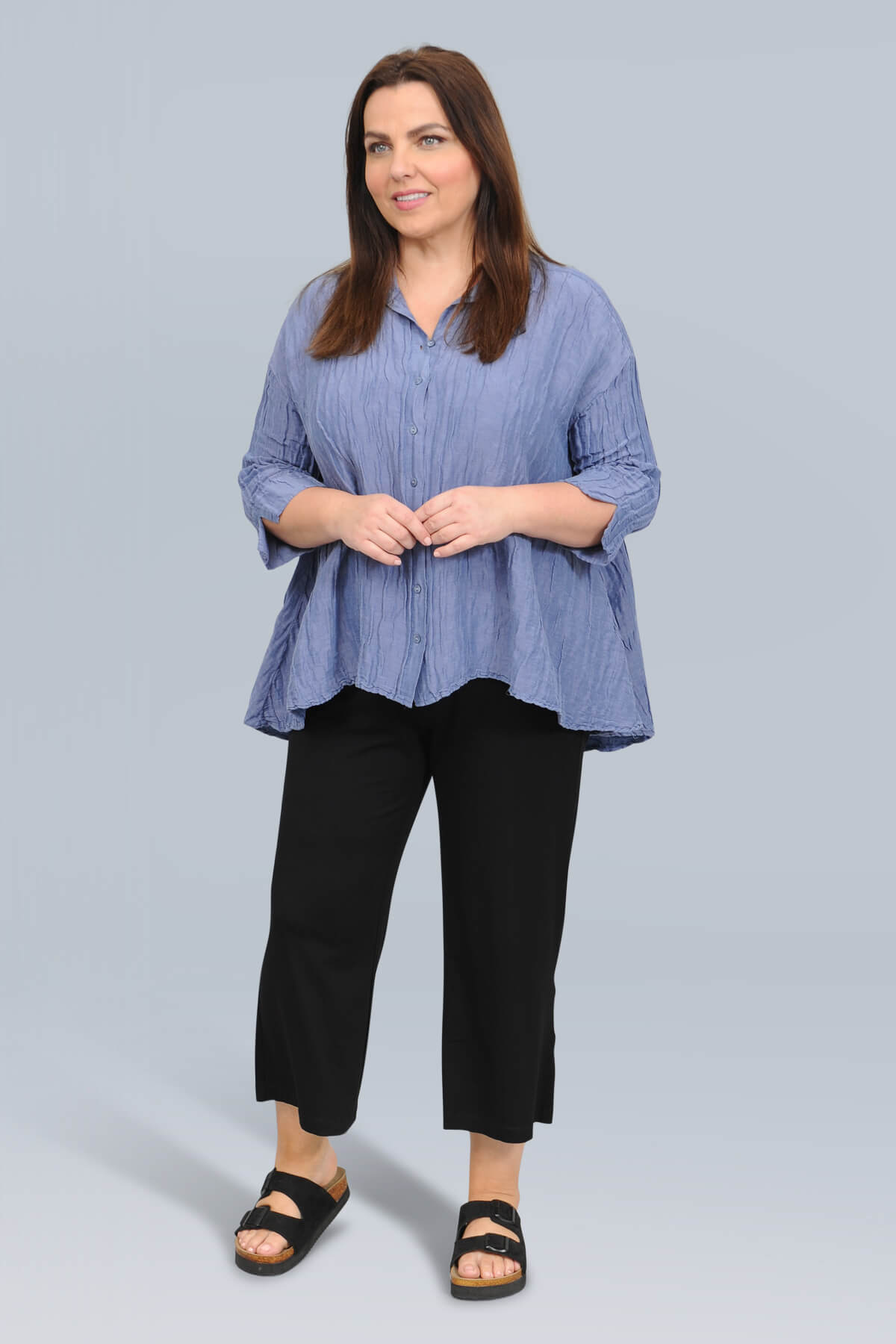 Grizas crinkle shirt - blue nova