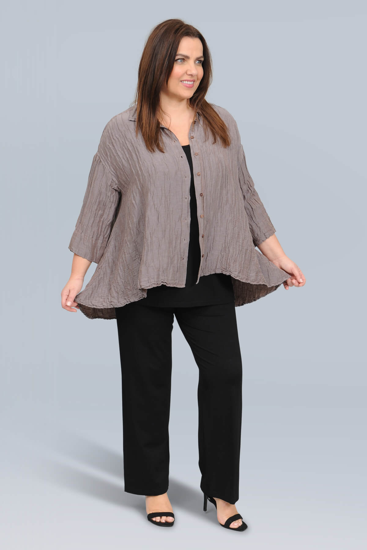 Grizas crinkle shirt - truffle