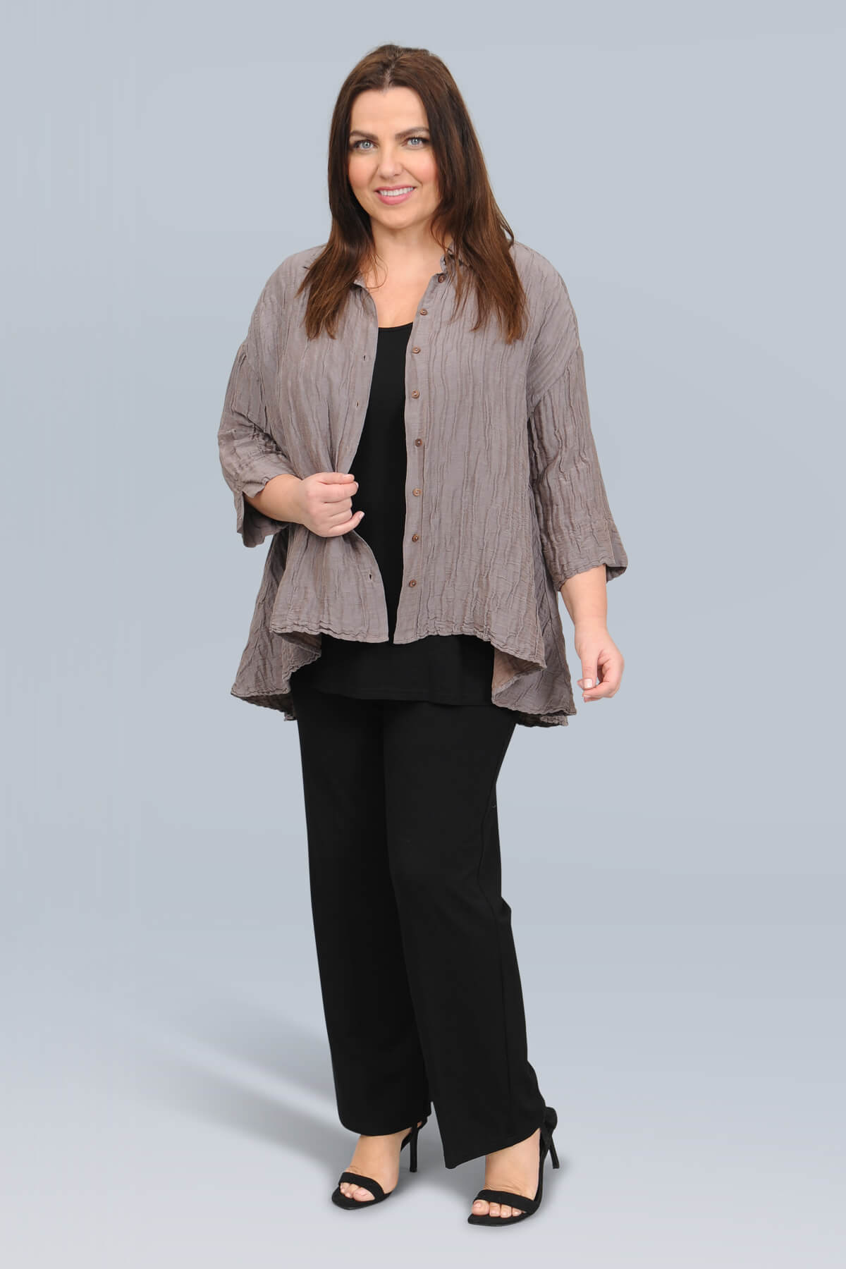 Grizas crinkle shirt - truffle