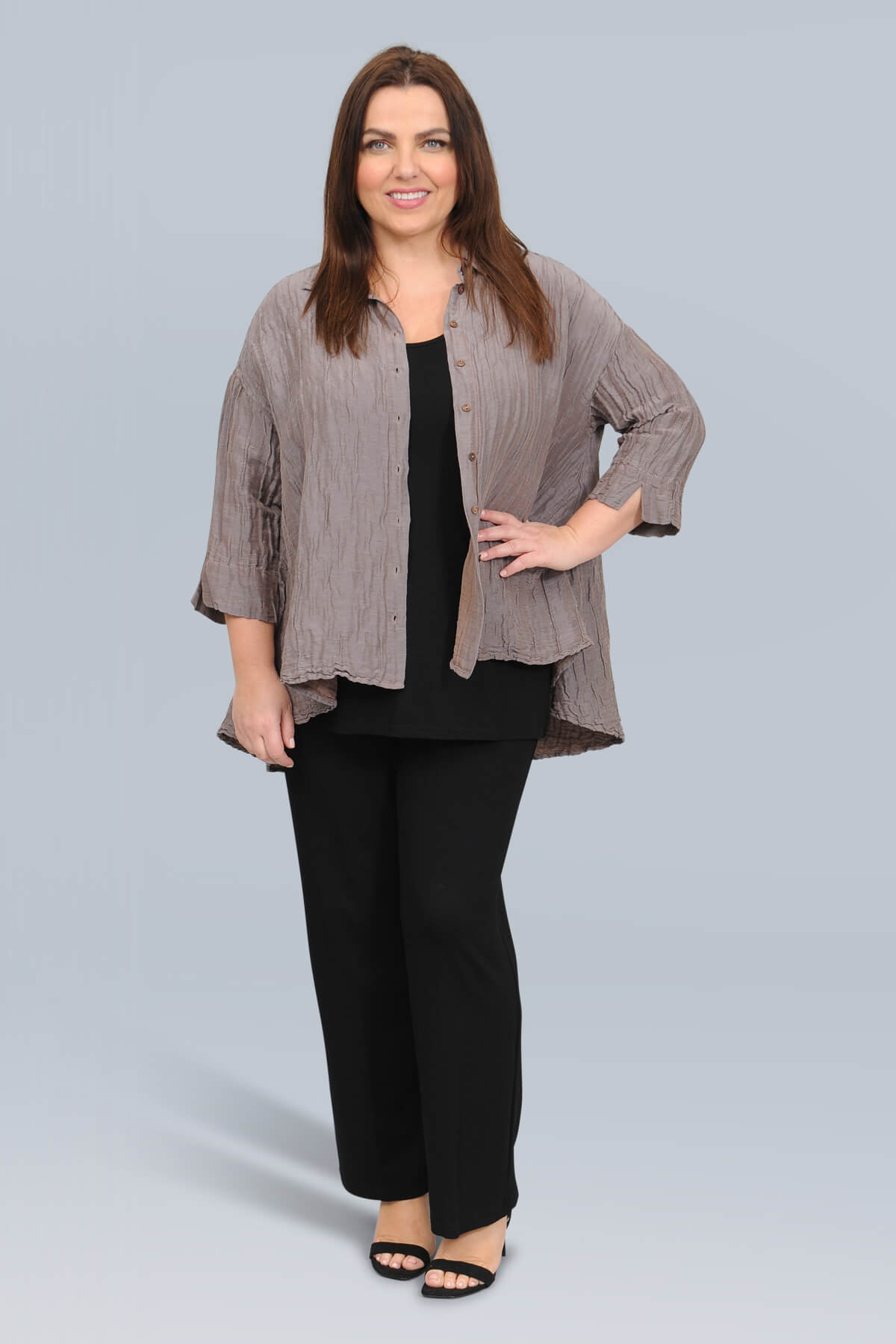 Grizas crinkle shirt - truffle