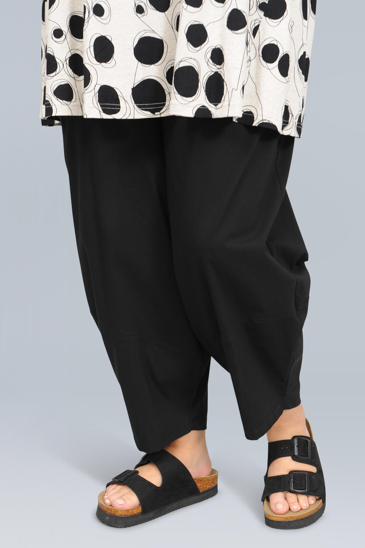 K J Brand barrel leg trousers - black