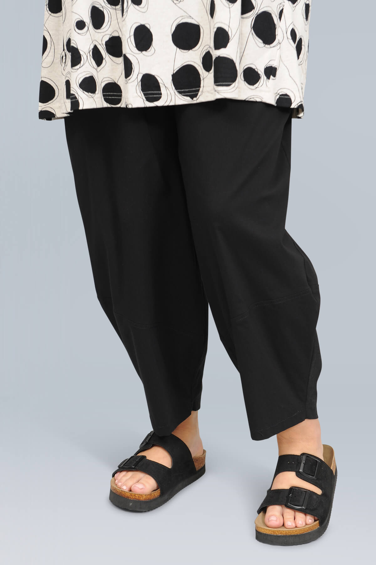 K J Brand barrel leg trousers - black