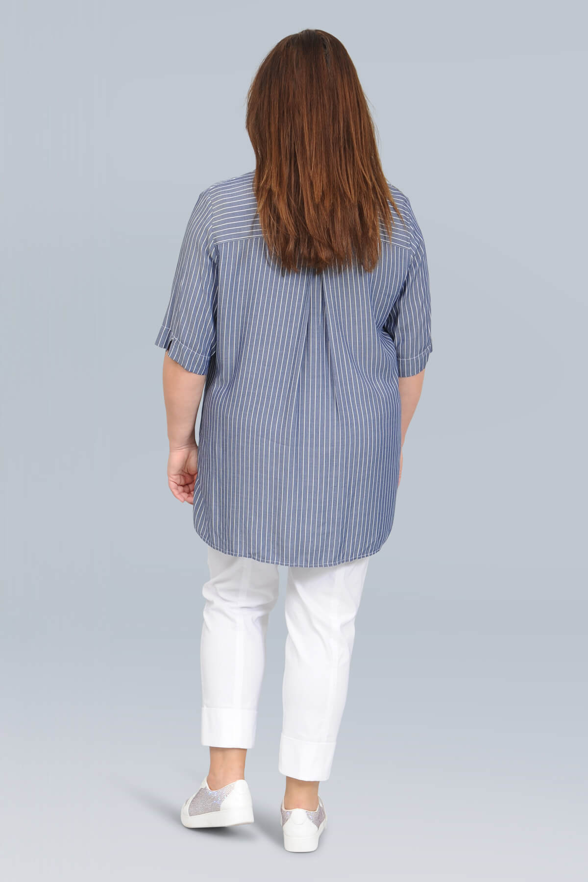 K J Brand striped shirt - blue/white