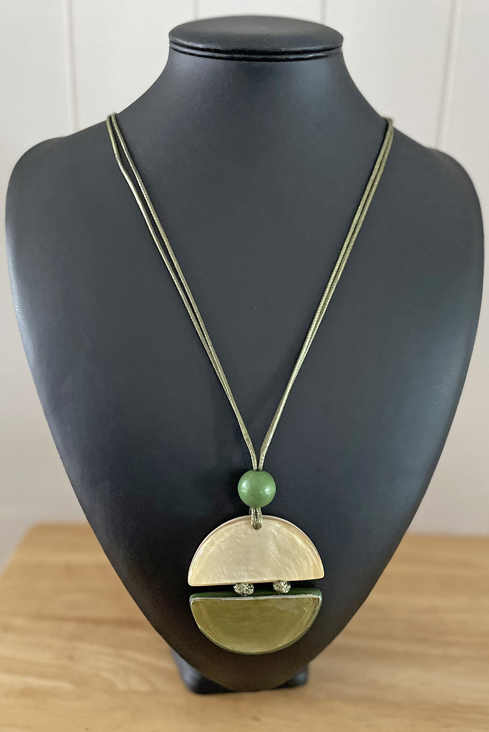 Necklace Polly - forest green/cream