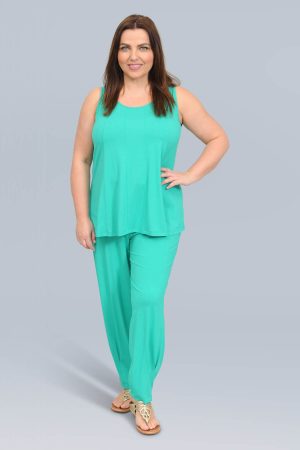 The model in this photo is wearing a Noen 'panel' vest top from Noen at Bakou