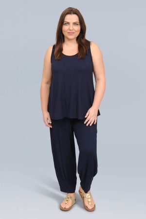 The model in this photo is wearing a panel vest top by Noen at Bakou