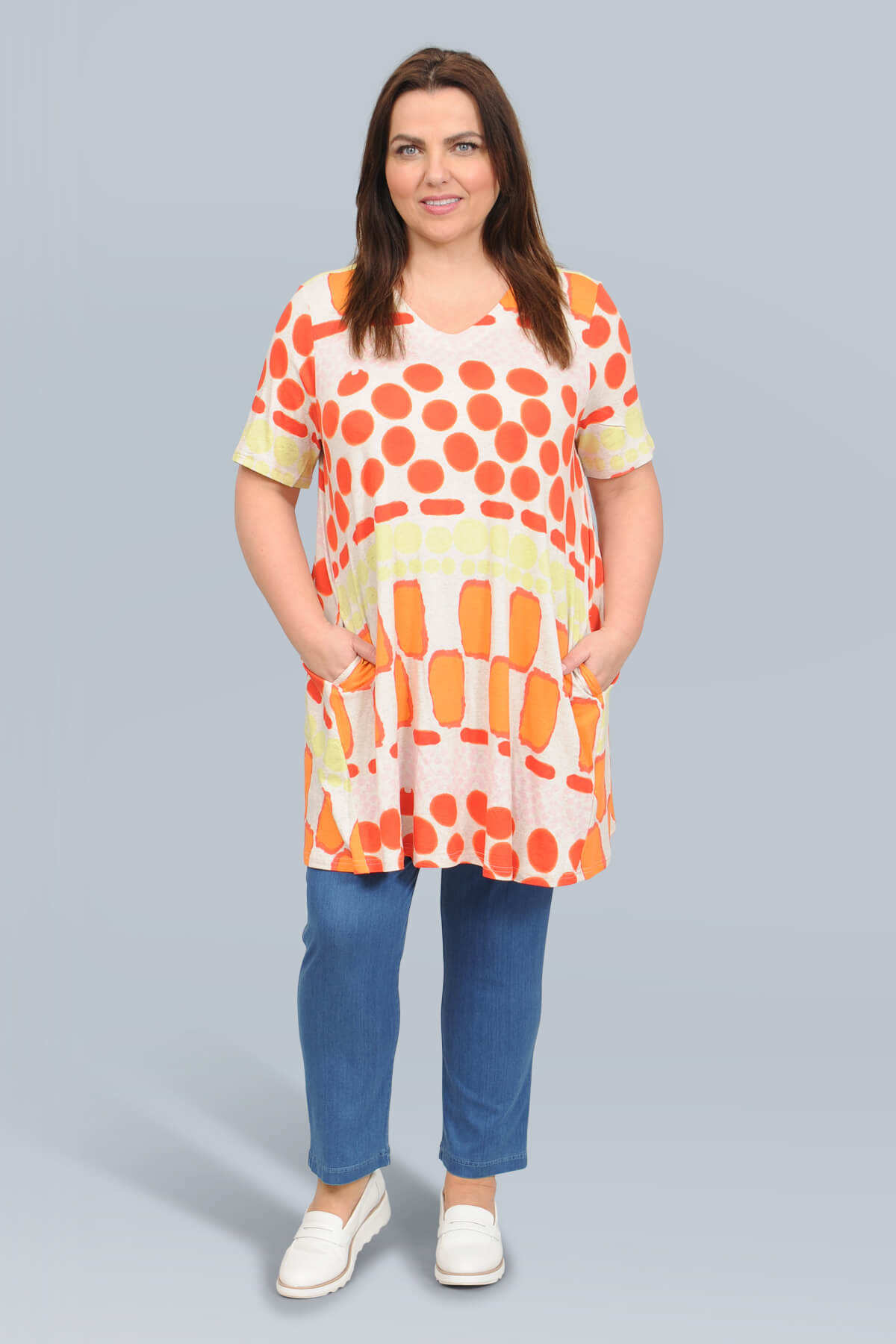Noen patterned long t-shirt - orange multi