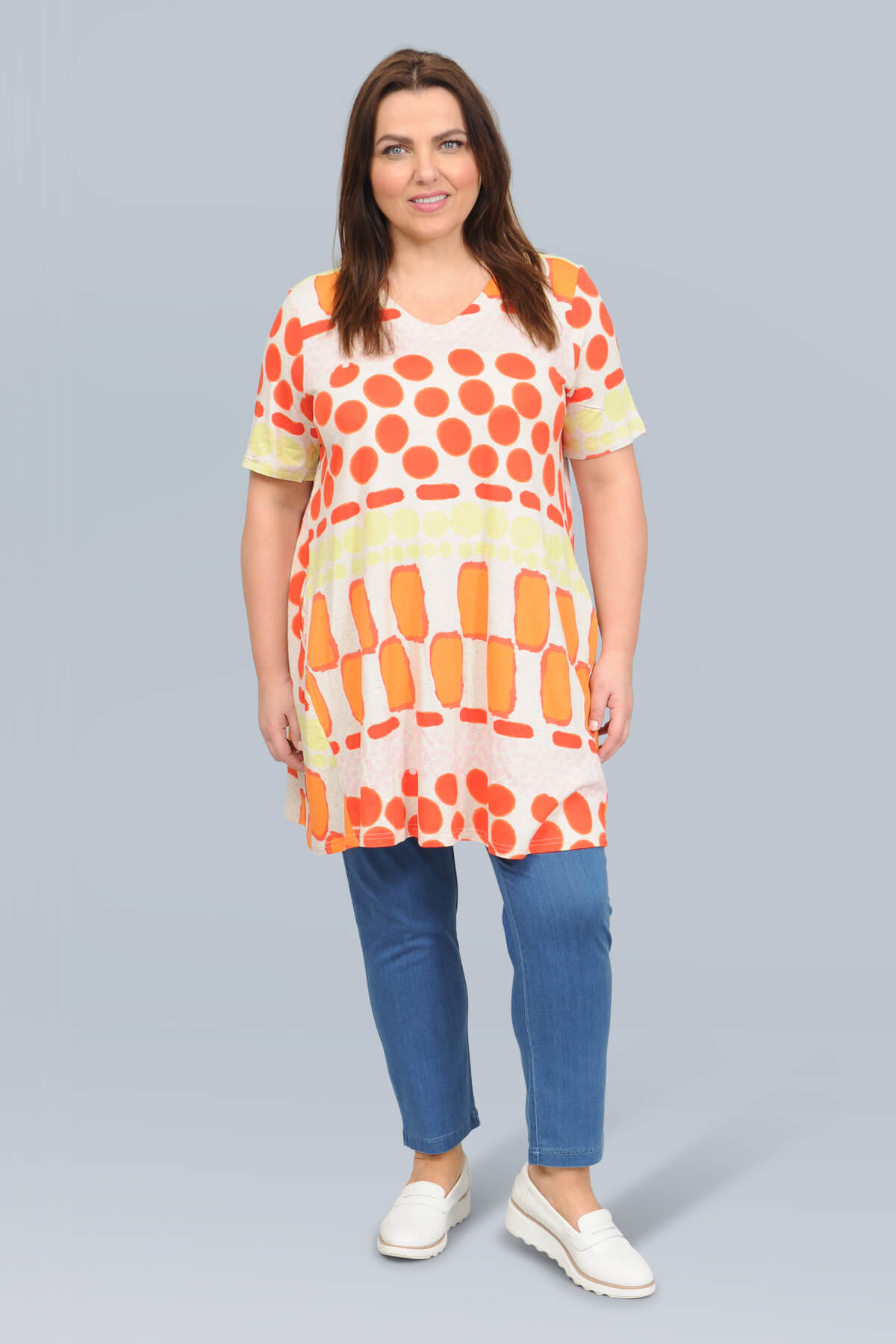 Noen patterned long t-shirt - orange multi