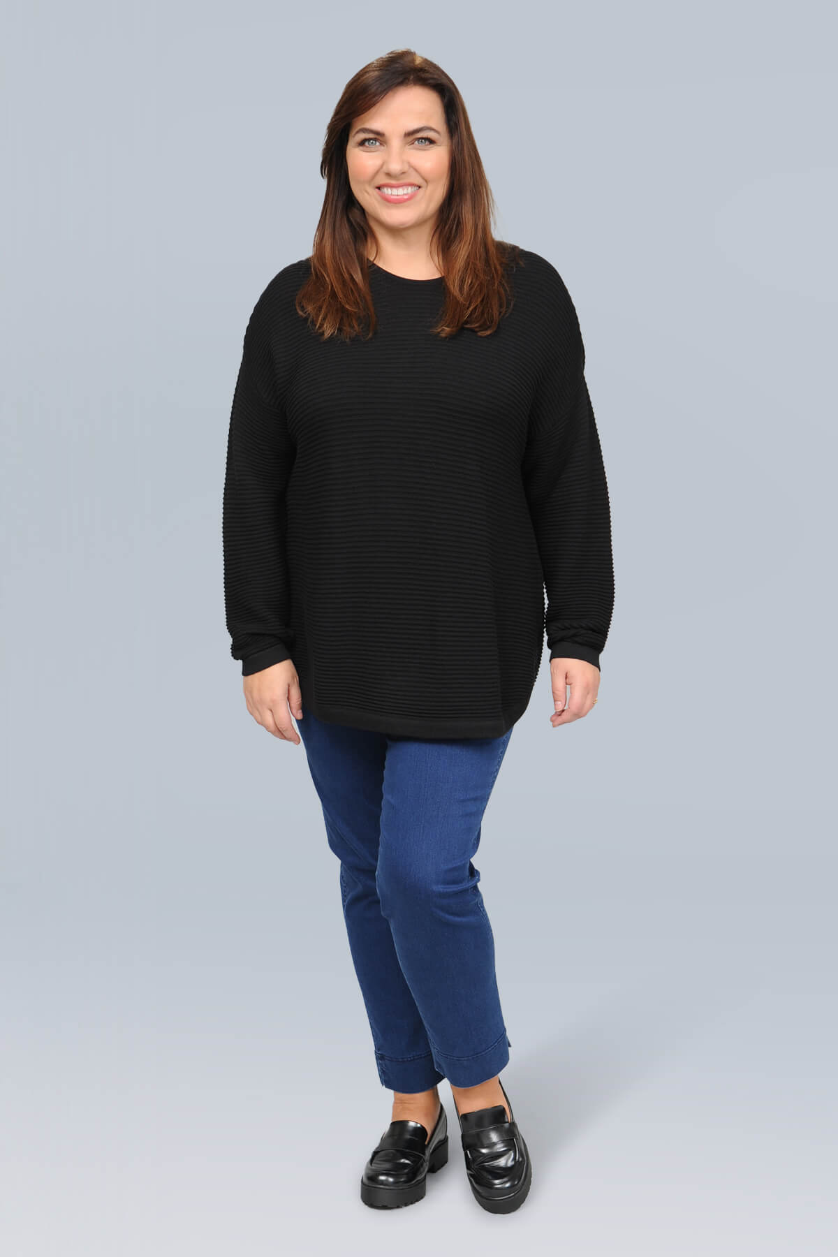 Orientique ribbed jumper - black