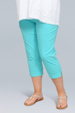 The model in this photo is wearing a pair of Robell Marie capri pants or pedal pushers available at Bakou London
