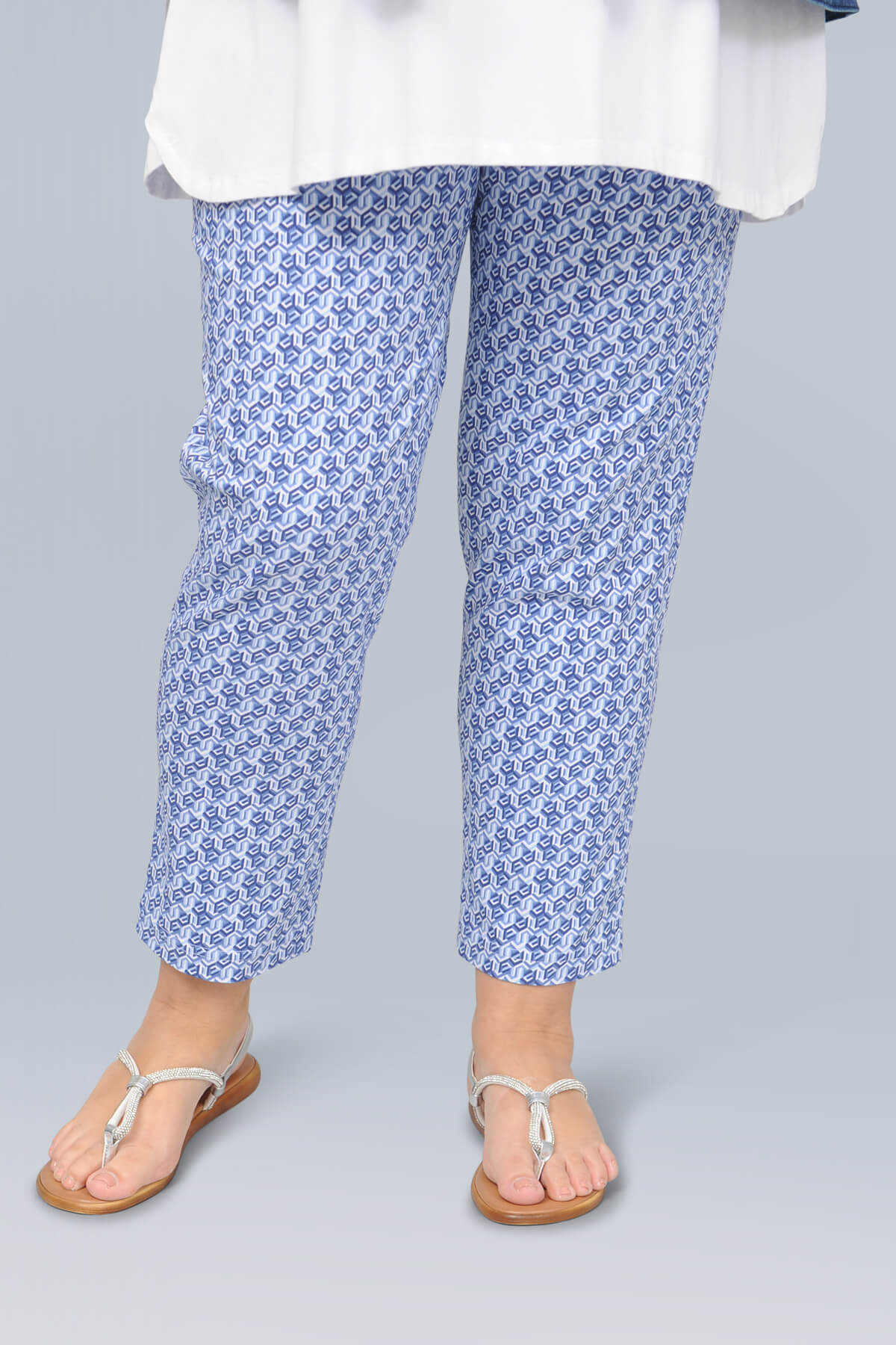 Robell Bella 'puzzle' print crops - blue/white