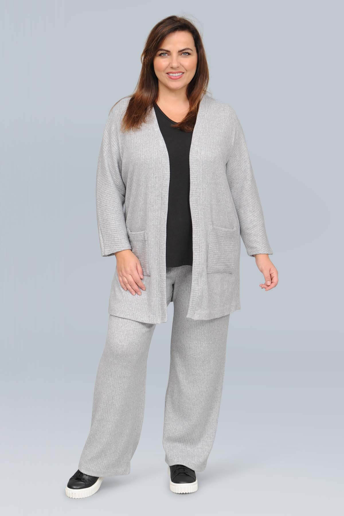 See You ribbed cardi - silver grey