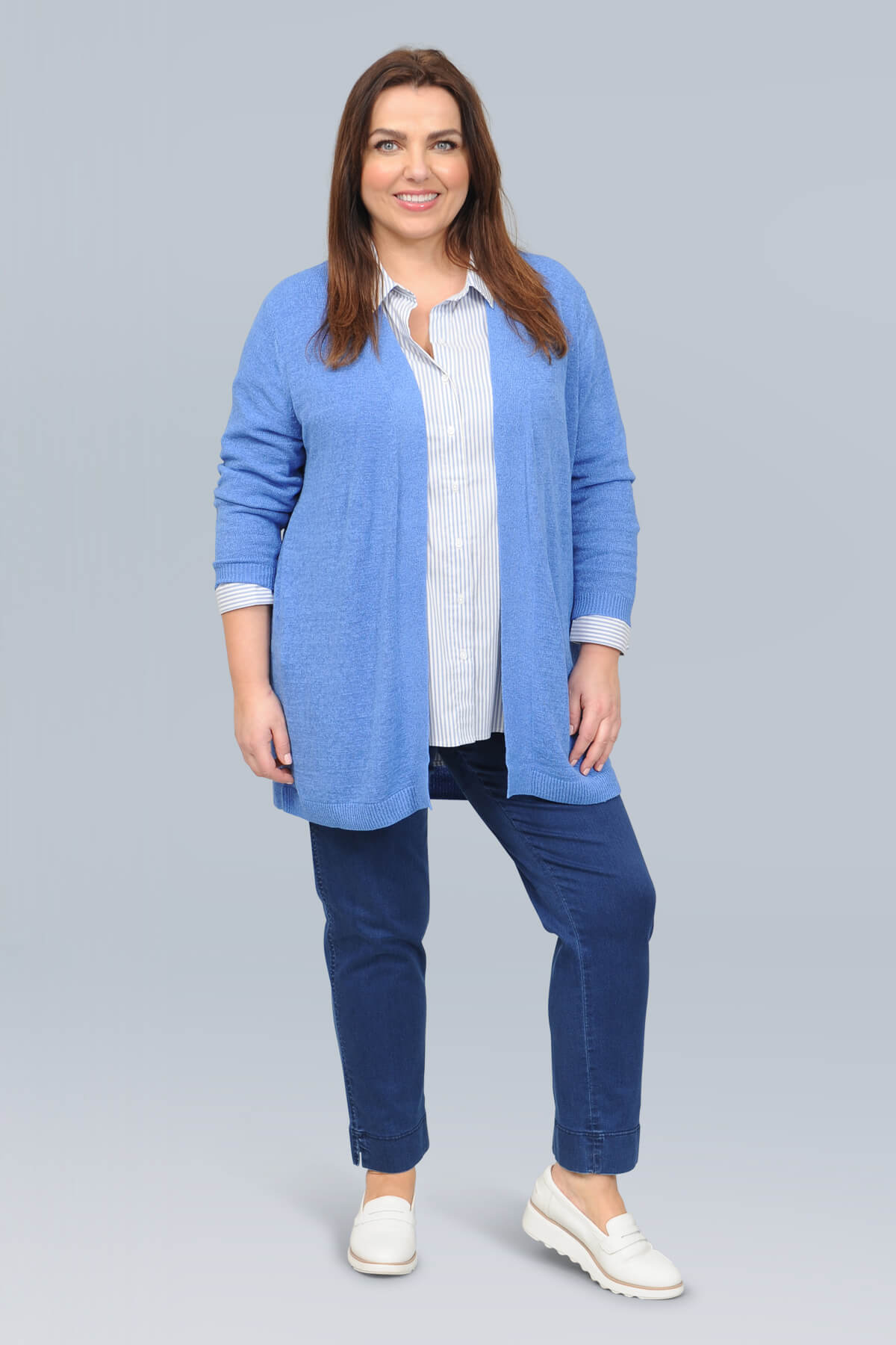 Via Appia edge to edge cardi - cornflower
