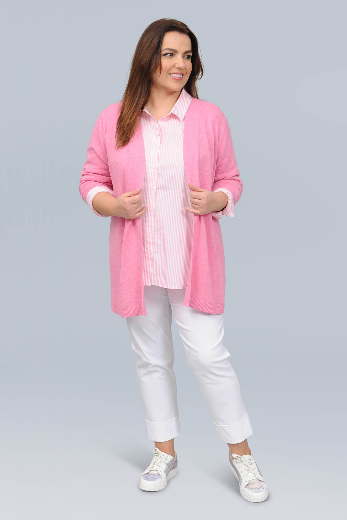Via Appia edge to edge cardi - rose pink