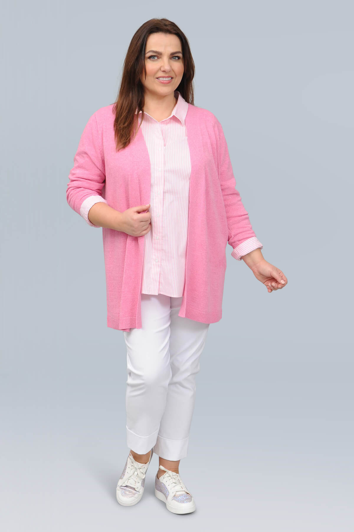 Via Appia edge to edge cardi - rose pink