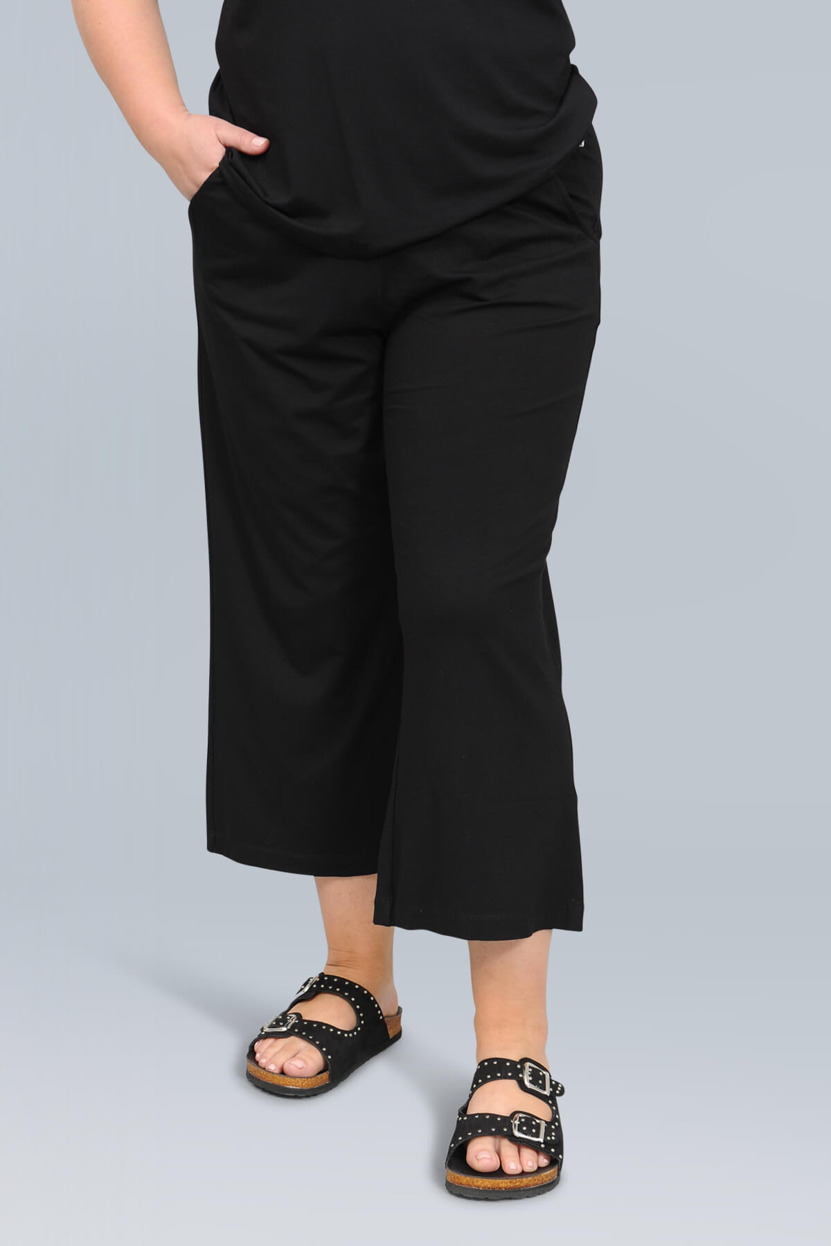 Via Appia wide leg crops - black