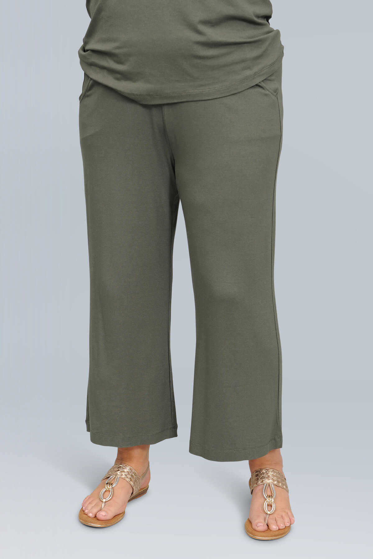 Via Appia wide leg crops - khaki