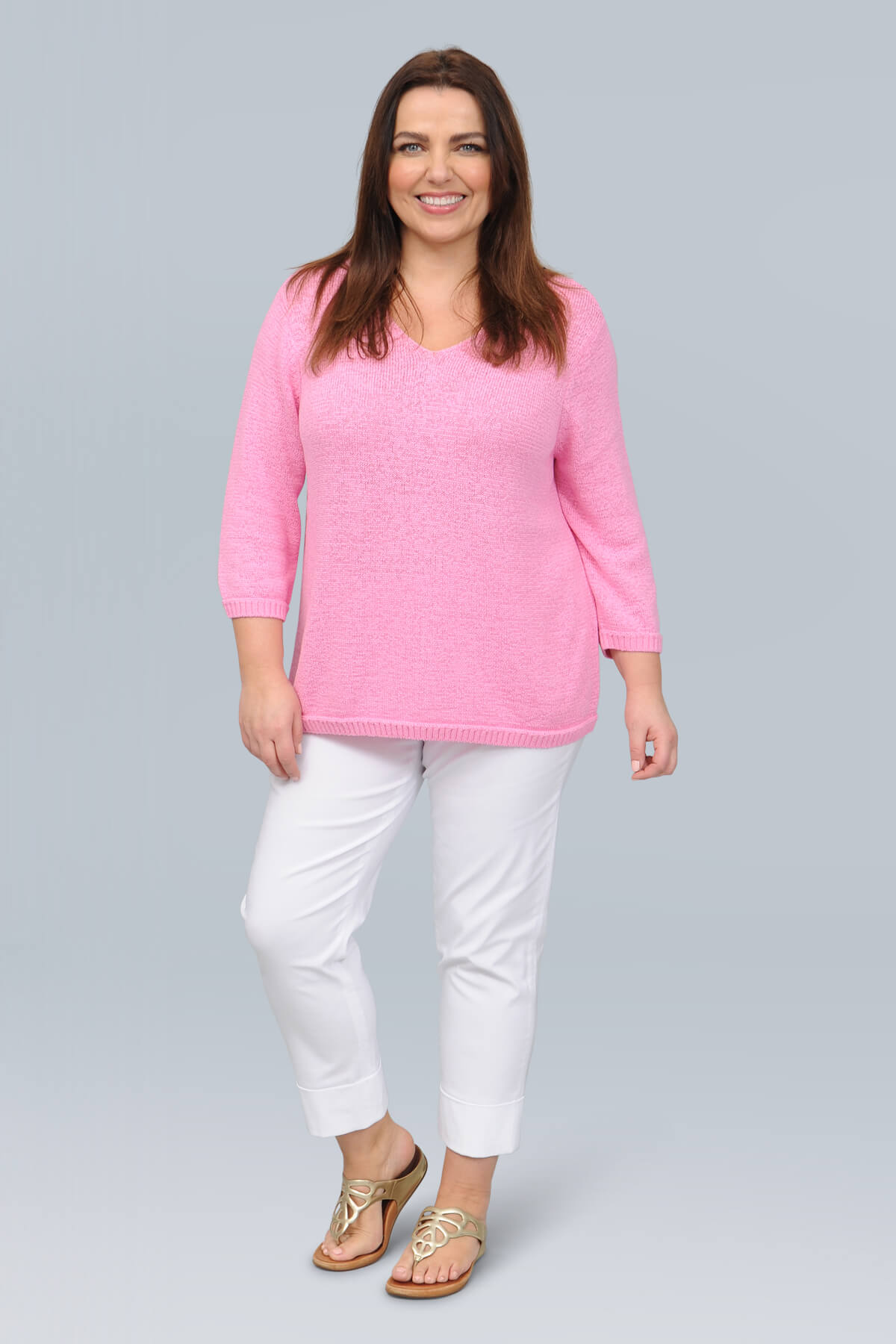 Via Appia v neck jumper - cornflower