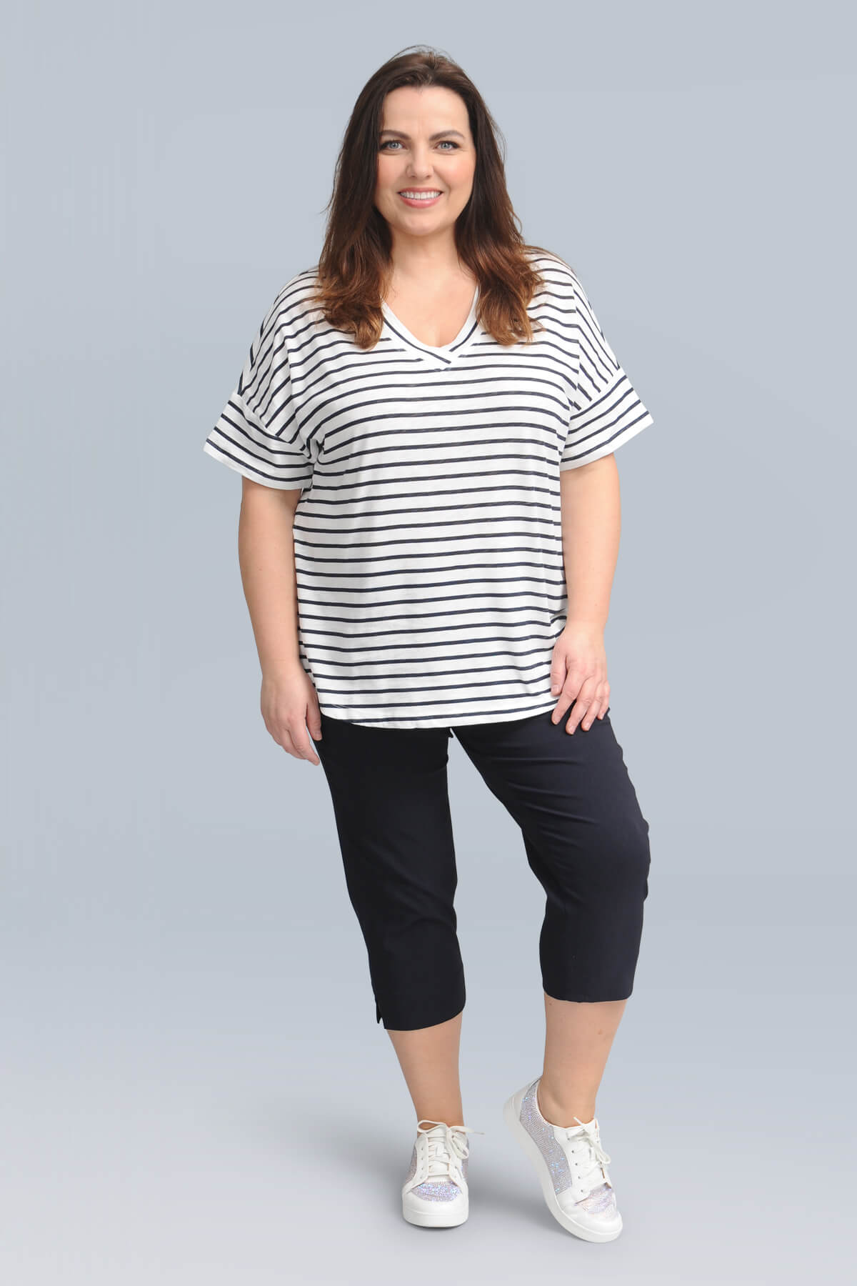 Via Appia striped t-shirt - navy/white