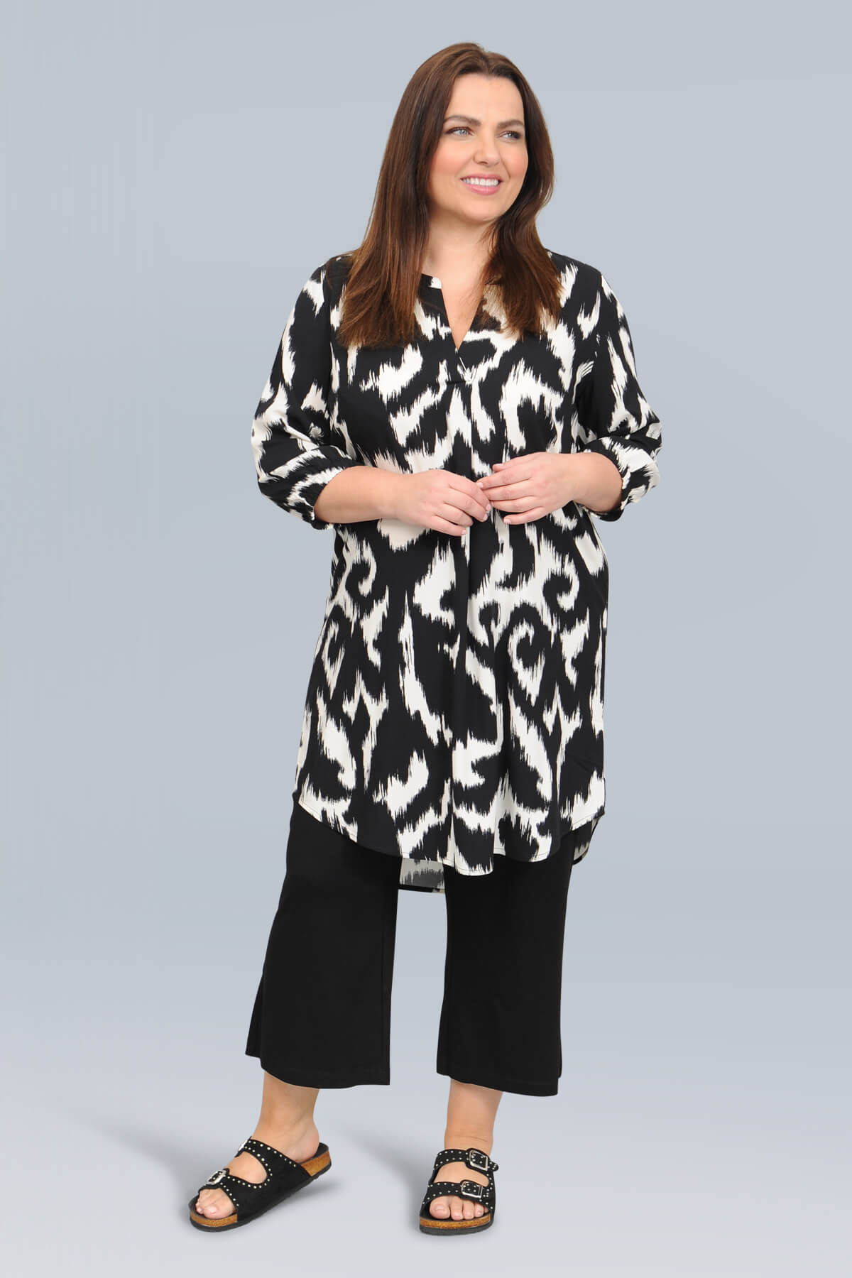 Via Appia long tunic/dress - black/off white