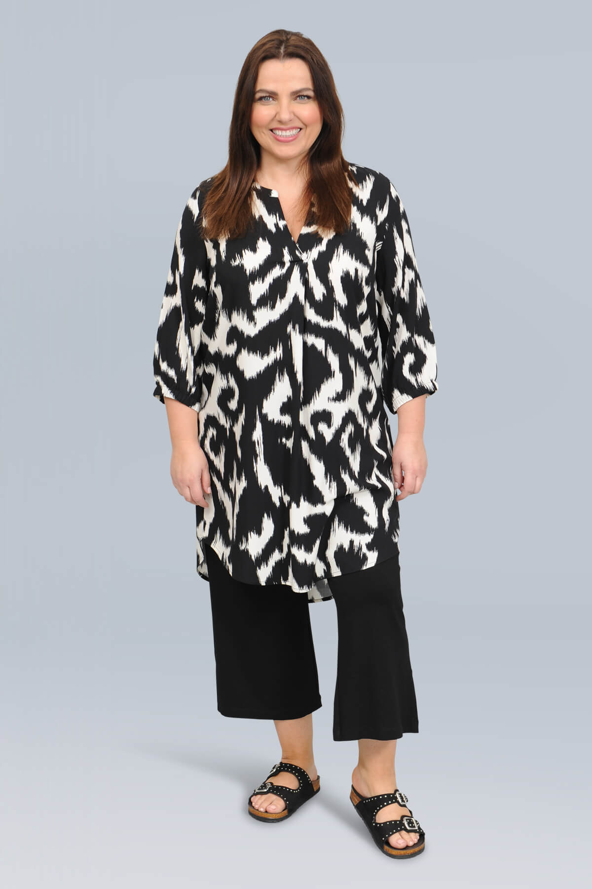 Via Appia long tunic/dress - black/off white