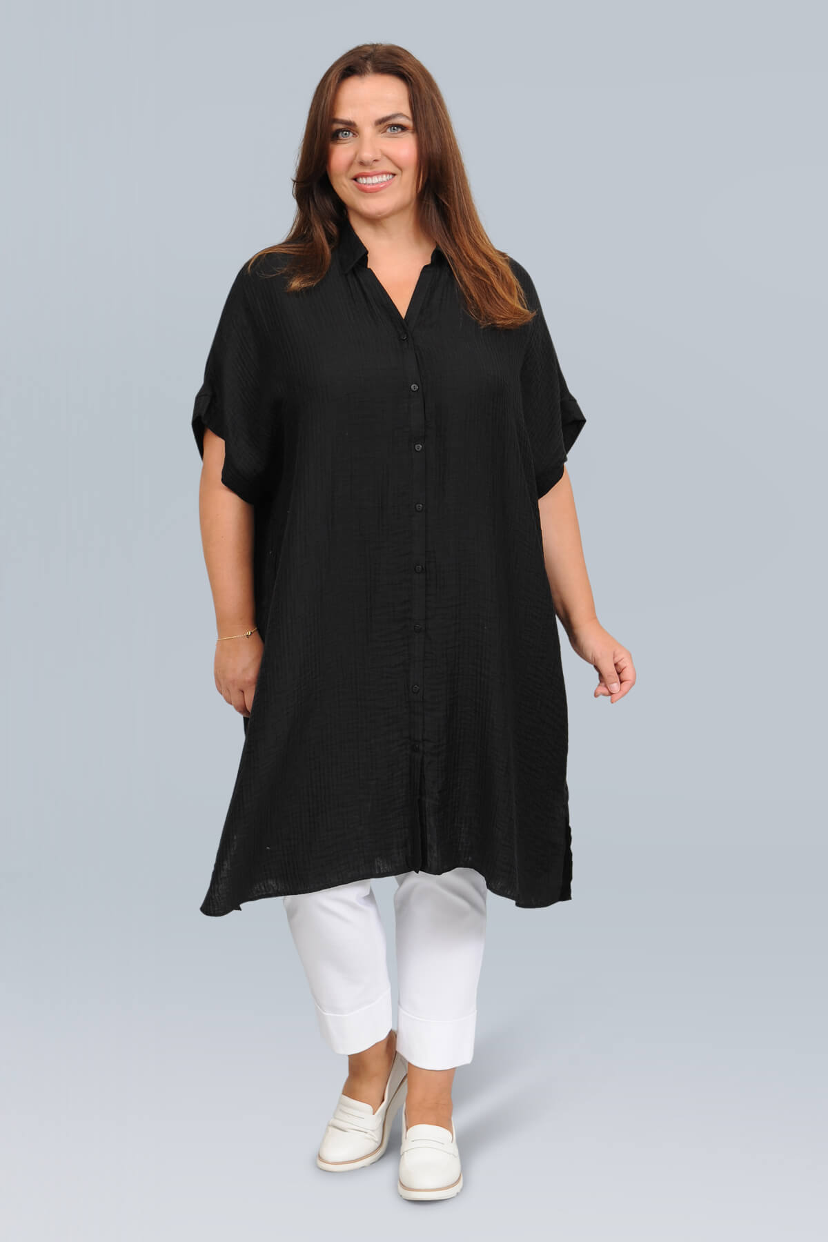 Wasabi Caysa oversized long shirt/dress - mustard