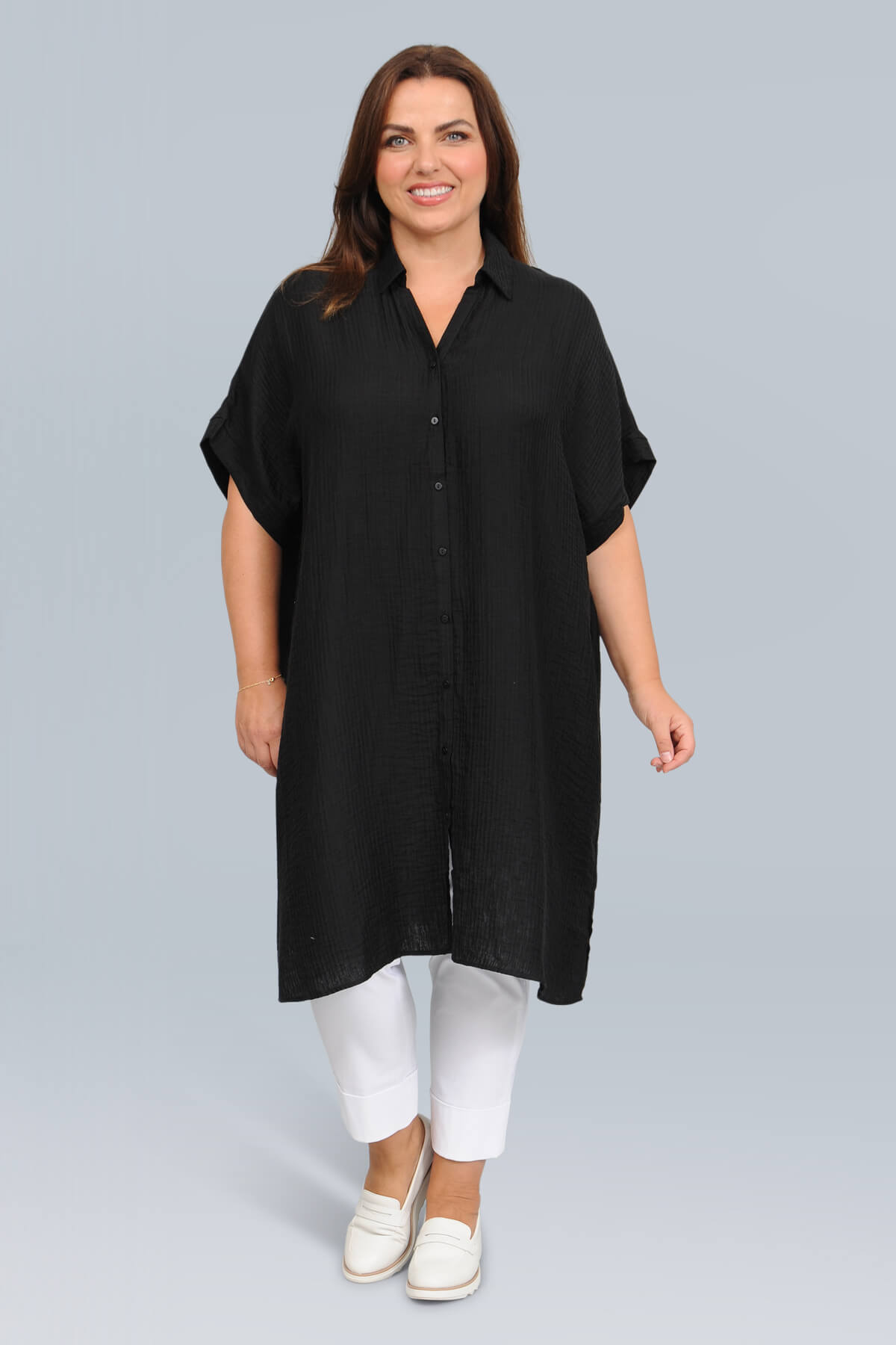 Wasabi Caysa oversized long shirt/dress - black