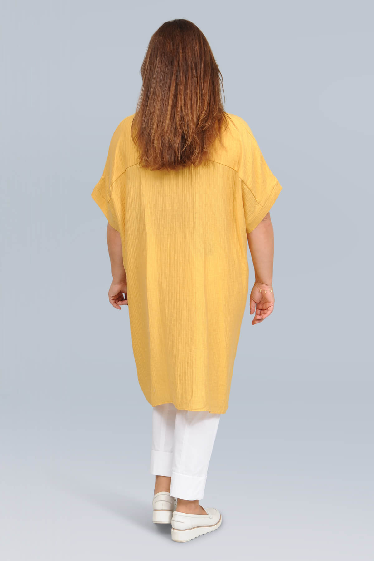 Wasabi Caysa oversized long shirt/dress - mustard